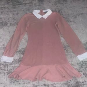 Pink dress with white collar and white sleeves